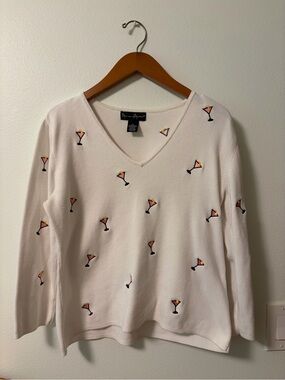 V-Neck Cocktail Embroidered Sweater